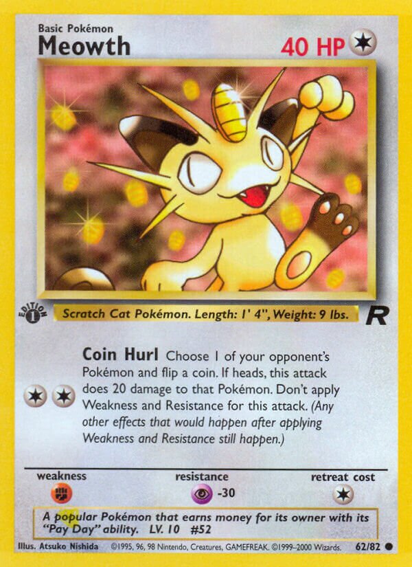 Meowth - 62/82 - Common - NM - 1st Edition
