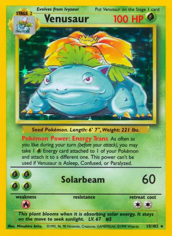 Venusaur - 015/102 - Holo Rare - DMG - Unlimited Holofoil