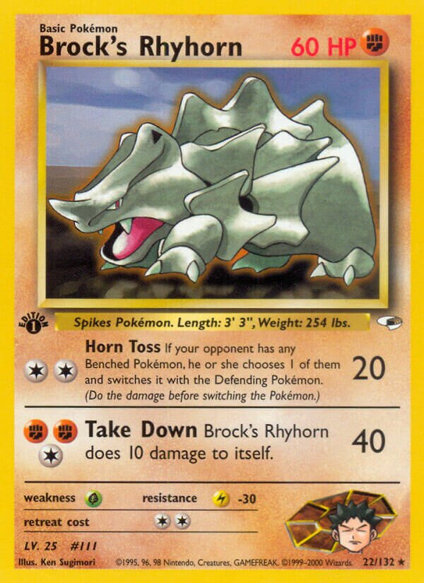 Brock's Rhyhorn - 022/132 - Rare - NM - Unlimited