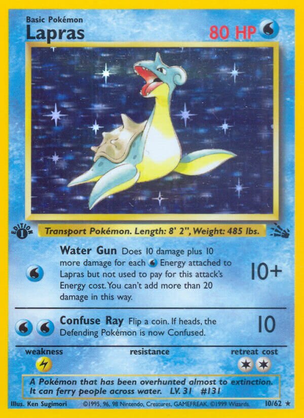 Lapras - 10/62 - Holo Rare - NM - Unlimited Holofoil