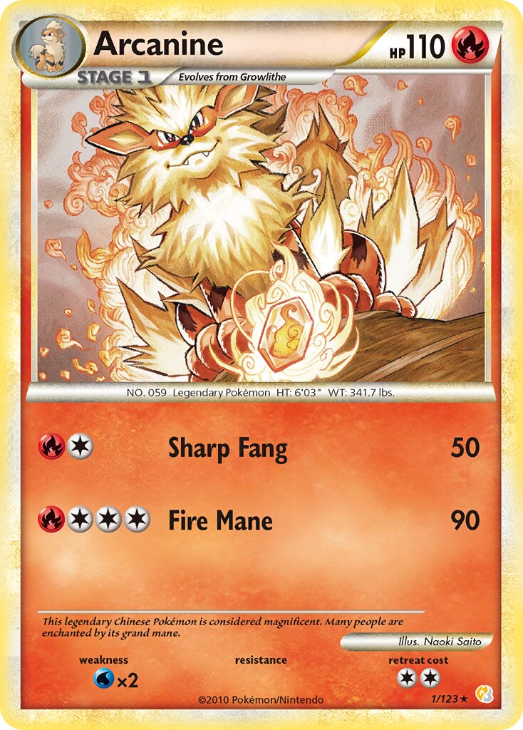 Arcanine - 1/123 - Holo Rare - NM - Holofoil