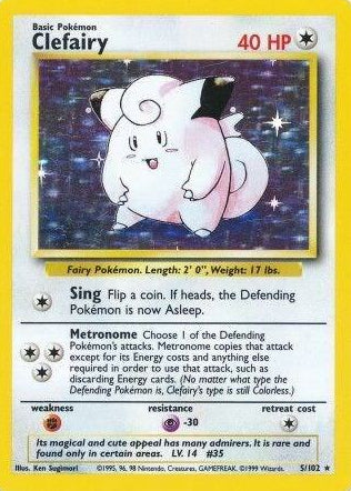 Clefairy - 005/102 - Holo Rare - HP - Holofoil