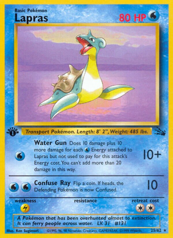 Lapras - 25/62 - Rare - NM - 1st Edition