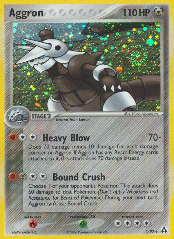 Aggron - 2/92 - Holo Rare - NM - Reverse Holofoil