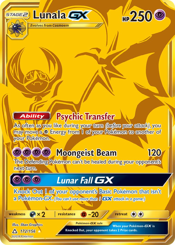 Lunala-GX - 172/156 - Rare Secret - NM - Holofoil