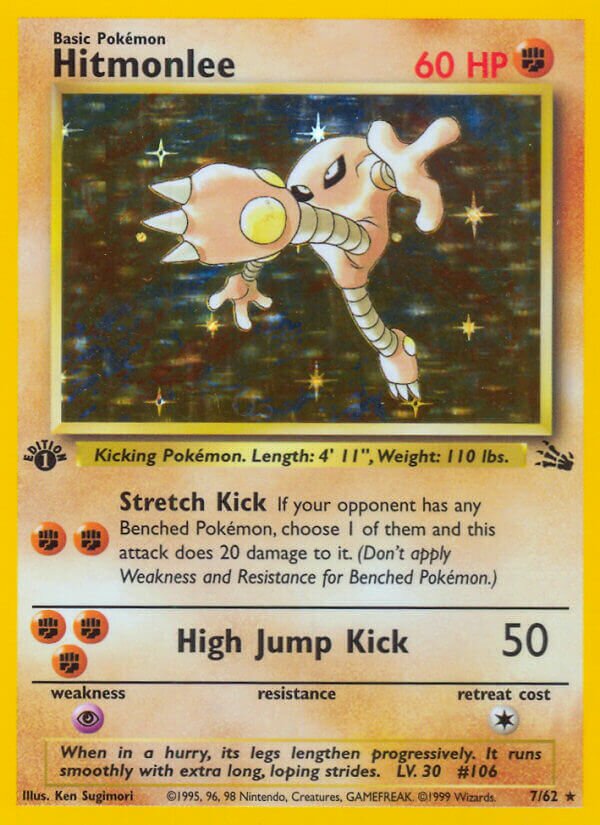 Hitmonlee - 07/62 - Holo Rare - NM - 1st Edition Holofoil