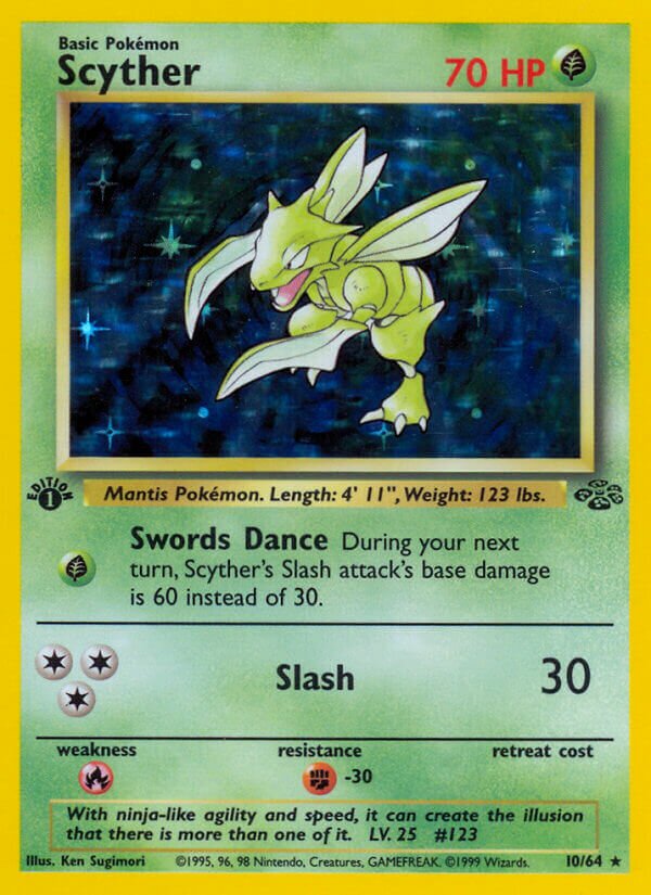 Scyther - 10/64 - Holo Rare - NM - Unlimited Holofoil