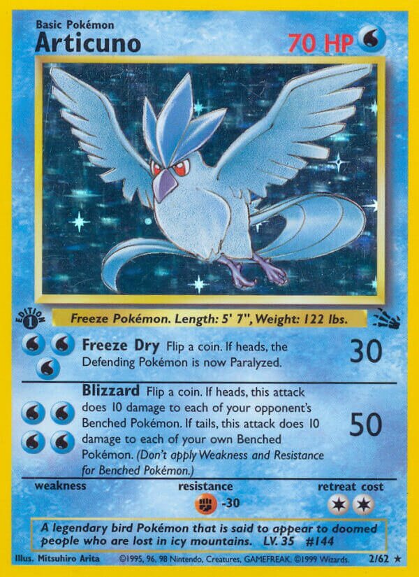 Articuno - 02/62 - Holo Rare - NM - Unlimited Holofoil