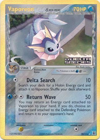 Vaporeon - 18/113 - Holo Rare - DMG - Reverse Holofoil Stamped