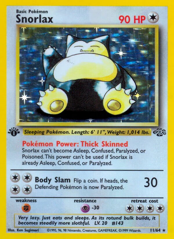 Snorlax - 11/64 - Holo Rare - NM - Unlimited Holofoil