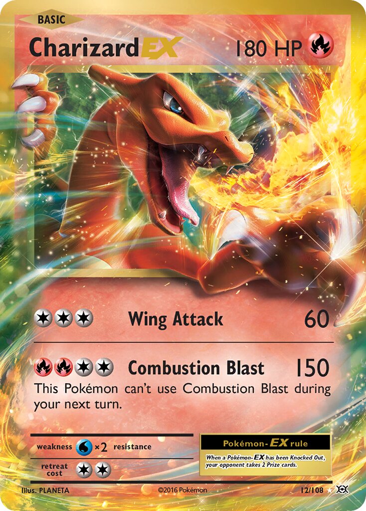 Charizard EX - 12/108 - Rare Holo EX - NM - Holofoil