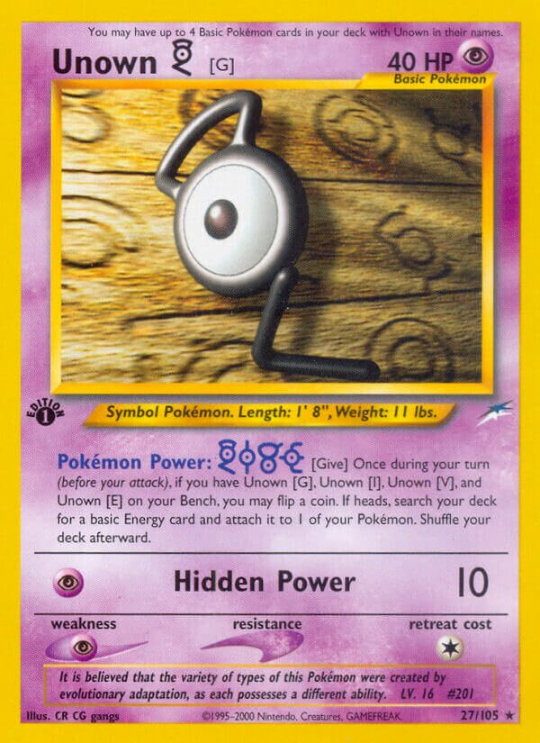 Unown [G] - 027/105 - Rare - NM - Unlimited