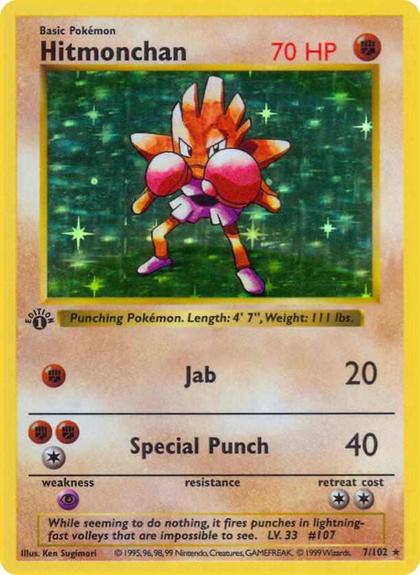 Hitmonchan - 007/102 - Holo Rare - NM - Unlimited Holofoil