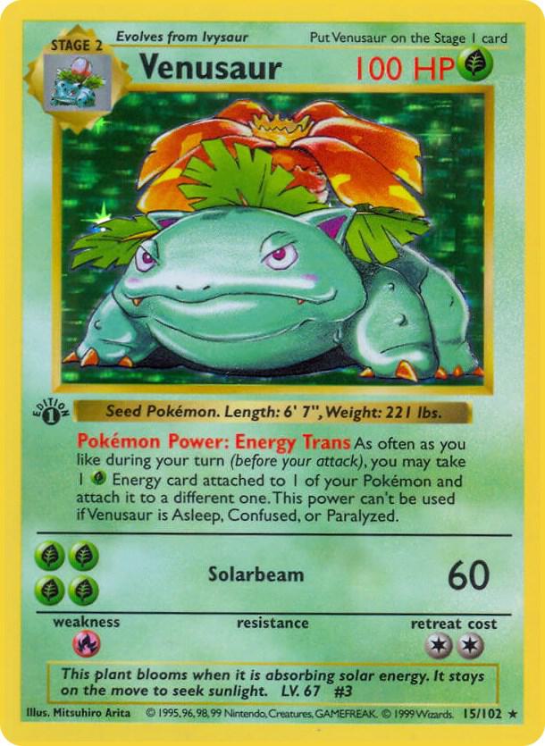 Venusaur - 015/102 - Holo Rare - NM - 1st Edition Holofoil