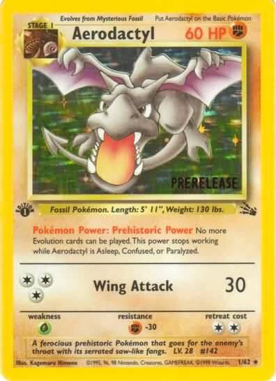 Aerodactyl (Prerelease) - 01/62 - Promo - NM - 1st Edition Holofoil