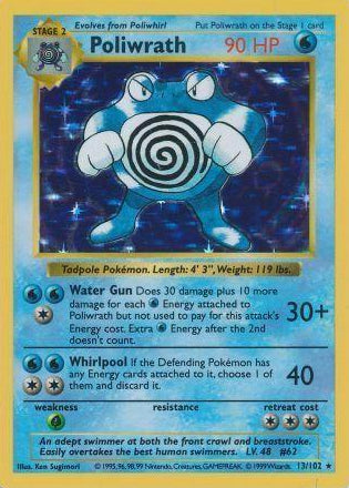 Poliwrath - 013/102 - Holo Rare - DMG - Unlimited Holofoil - Shadowless