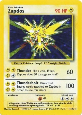 Zapdos - 016/102 - Holo Rare - LP+ - Holofoil