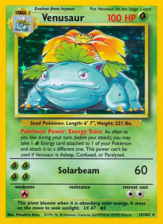 Venusaur - 015/102 - Holo Rare - DMG - Unlimited Holofoil