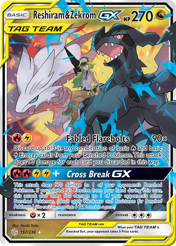 Reshiram & Zekrom-GX - 157/236 - Rare Holo GX - NM - Holofoil