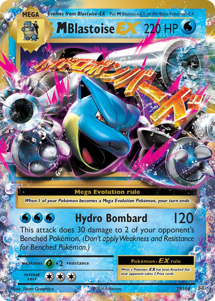 M Blastoise EX - 22/108 - Rare Holo EX - NM - Holofoil