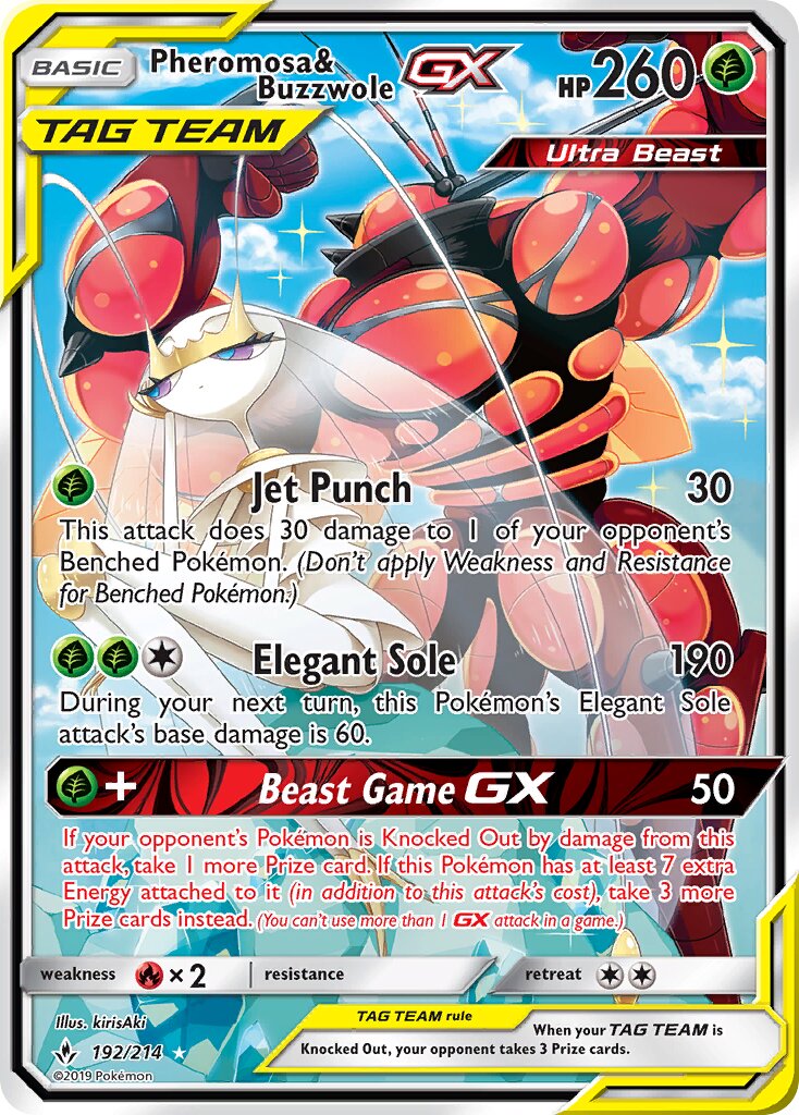 Pheromosa & Buzzwole-GX - 192/214 - Ultra Rare - NM - Holofoil