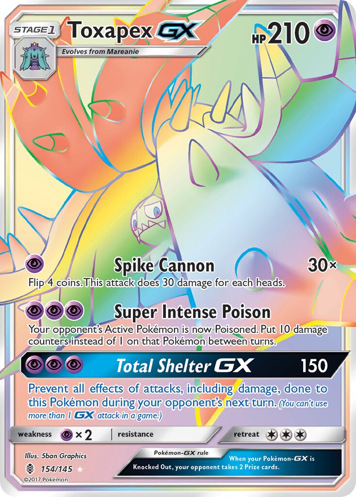 Toxapex-GX - 154/145 - Rare Rainbow - NM - Holofoil