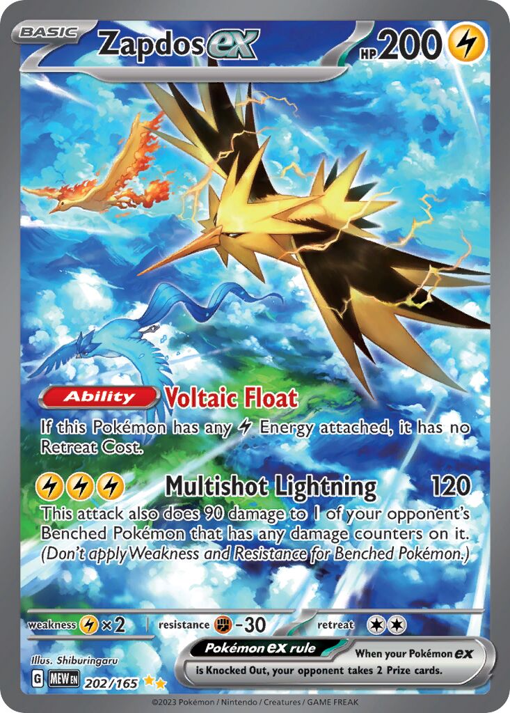 Zapdos ex - 202/165 - Special Illustration Rare - NM - Holofoil