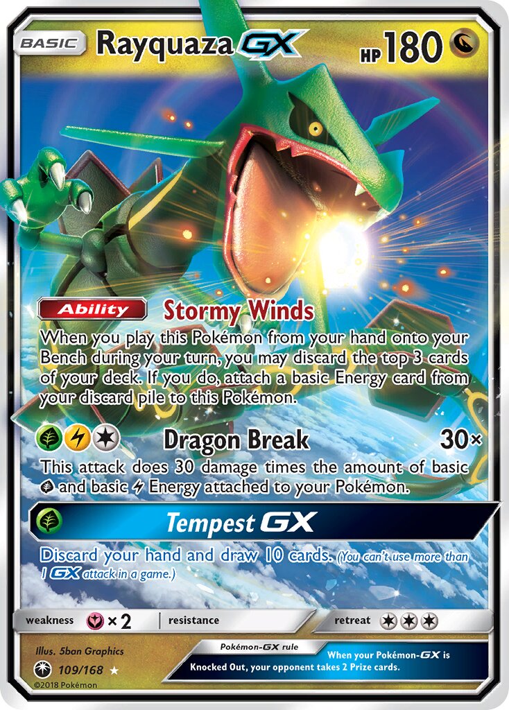 Rayquaza-GX - 109/168 - Rare Holo GX - NM - Holofoil