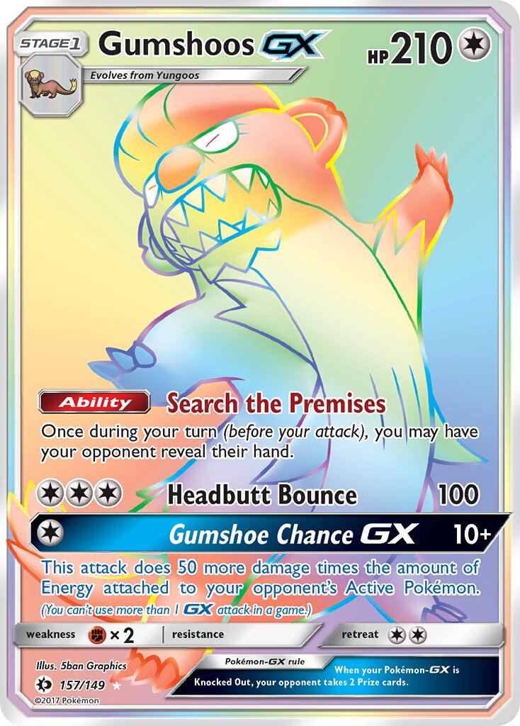 Gumshoos-GX - 157/149 - Rare Rainbow - NM - Holofoil