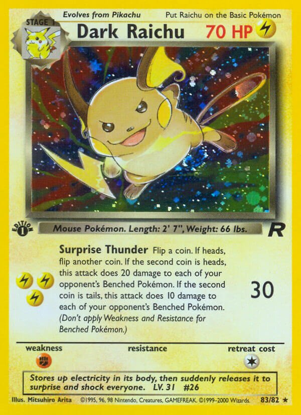 Dark Raichu - 83/82 - Rare Secret - NM - 1st Edition Holofoil