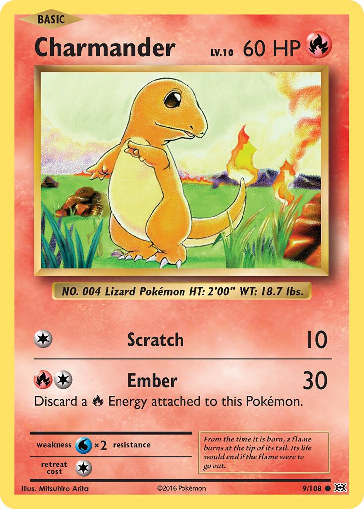 Charmander - 9/108 - Common - NM - Reverse Holofoil