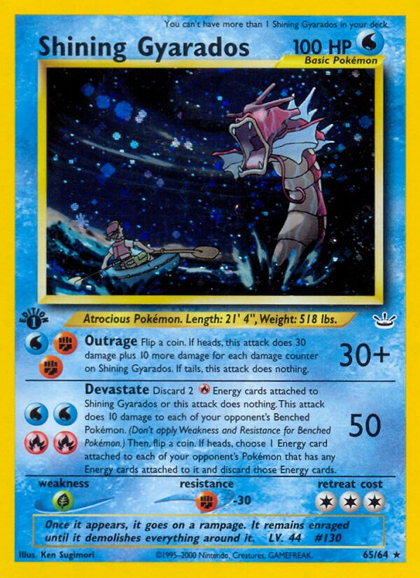 Shining Gyarados - 65/64 - Rare Secret - NM - Unlimited Holofoil