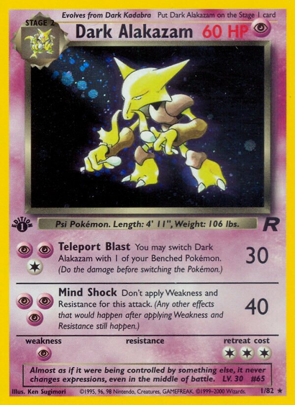 Dark Alakazam - 01/82 - Holo Rare - NM - Unlimited Holofoil