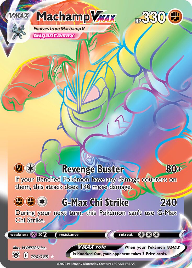 Machamp VMAX - 194/189 - Rare Rainbow - NM - Holofoil