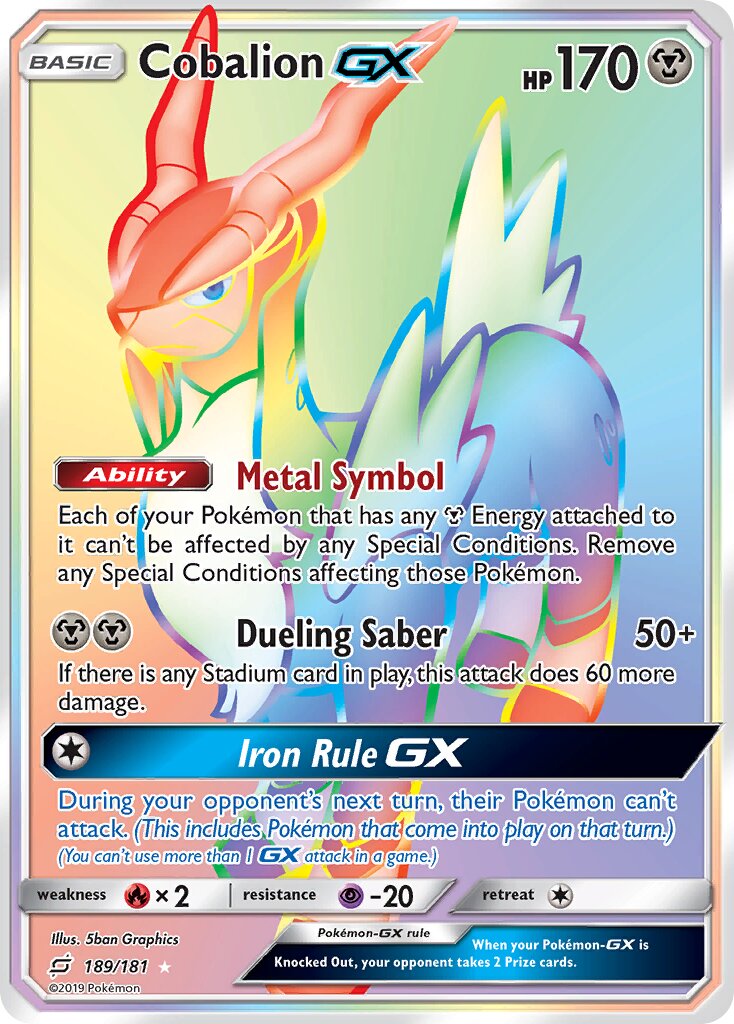 Cobalion-GX - 189/181 - Rare Rainbow - NM - Holofoil