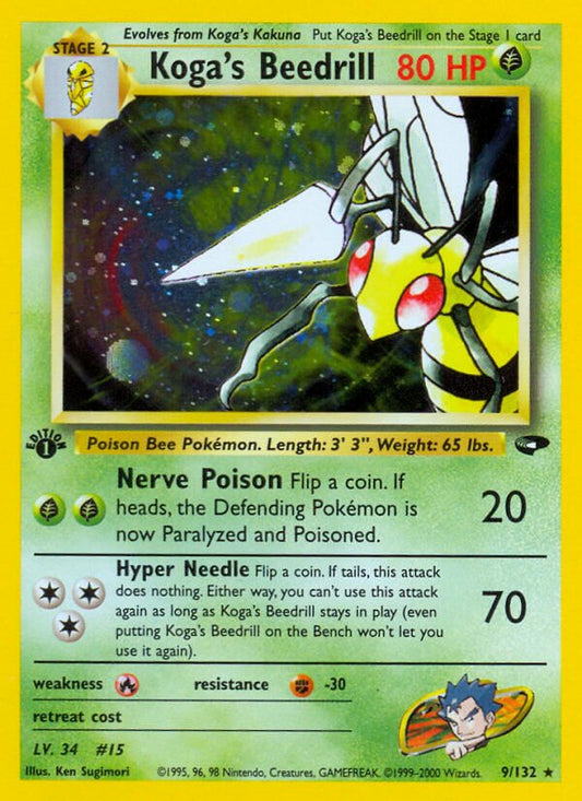 Koga's Beedrill - 009/132 - Holo Rare - NM - Unlimited Holofoil
