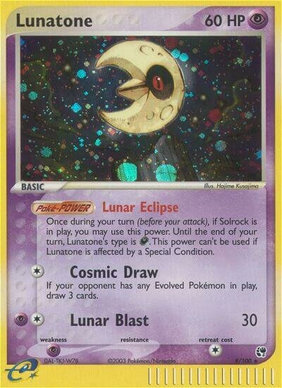 Lunatone - 8/100 - Holo Rare - NM - Holofoil