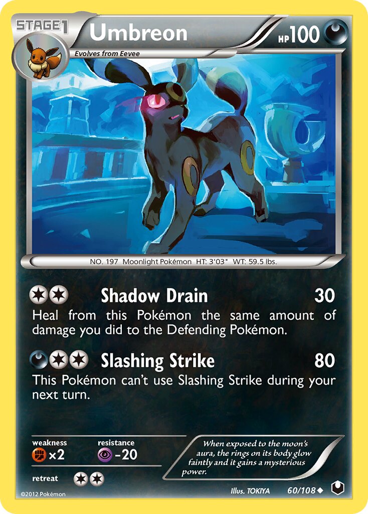 Umbreon - 60/108 - Uncommon - NM - Reverse Holofoil