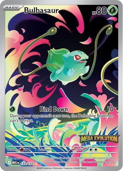 Bulbasaur - 133/132 (Mega Evolution Stamped) - 133/132 - Illustration Rare - NM - Holofoil