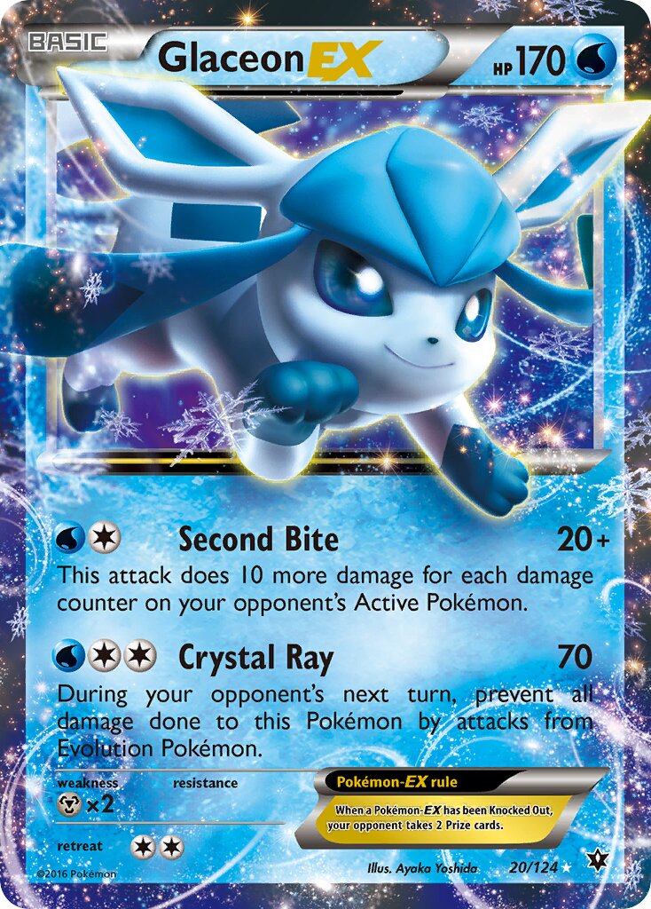 Glaceon EX - 20/124 - Rare Holo EX - NM - Holofoil