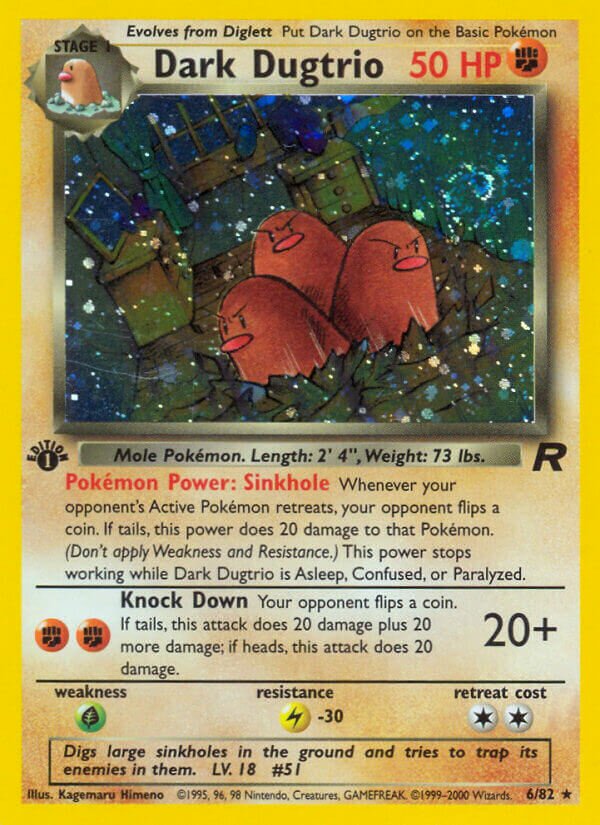 Dark Dugtrio - 06/82 - Holo Rare - NM - Unlimited Holofoil