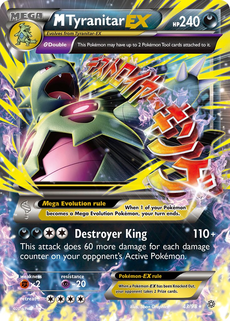 M Tyranitar EX - 43/98 - Rare Holo EX - NM - Holofoil