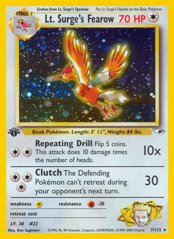 Lt. Surge's Fearow - 007/132 - Holo Rare - NM - Unlimited Holofoil