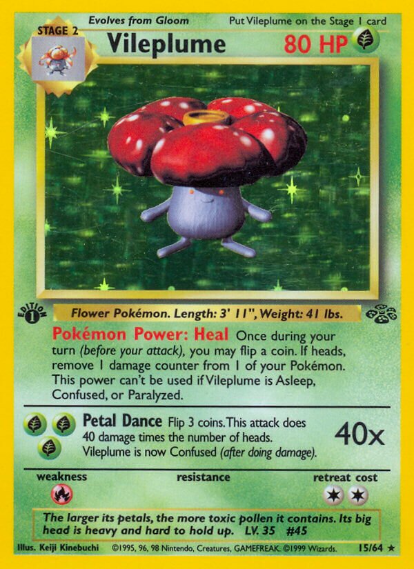 Vileplume - 15/64 - Holo Rare - NM - 1st Edition Holofoil