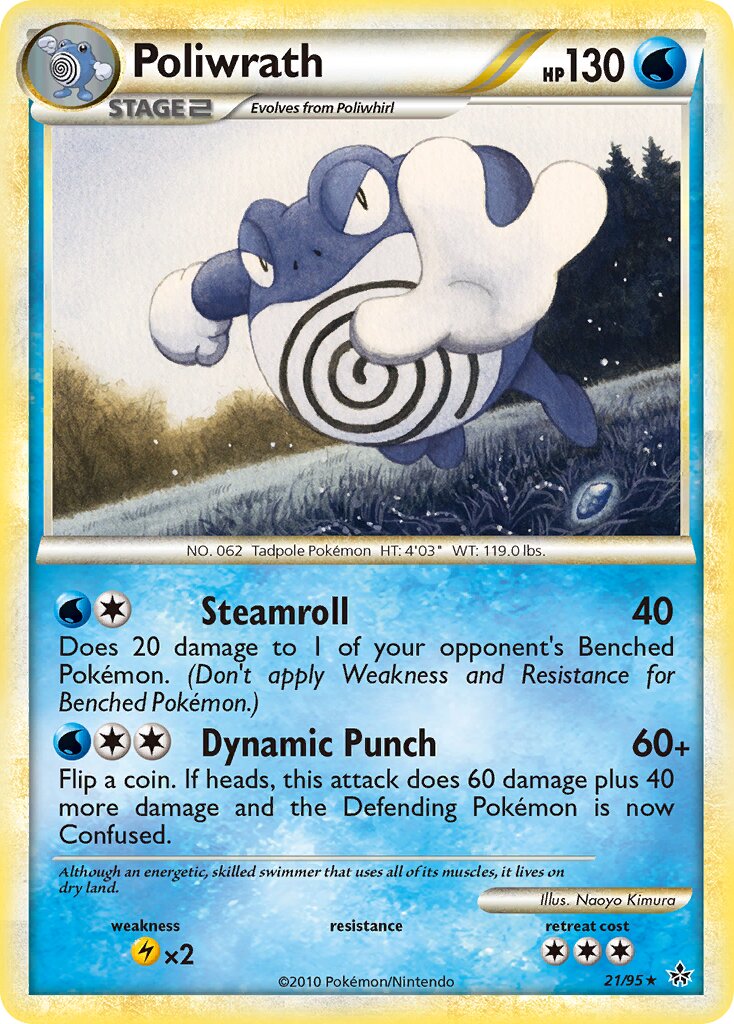 Poliwrath - 21/95 - Rare - NM - Reverse Holofoil