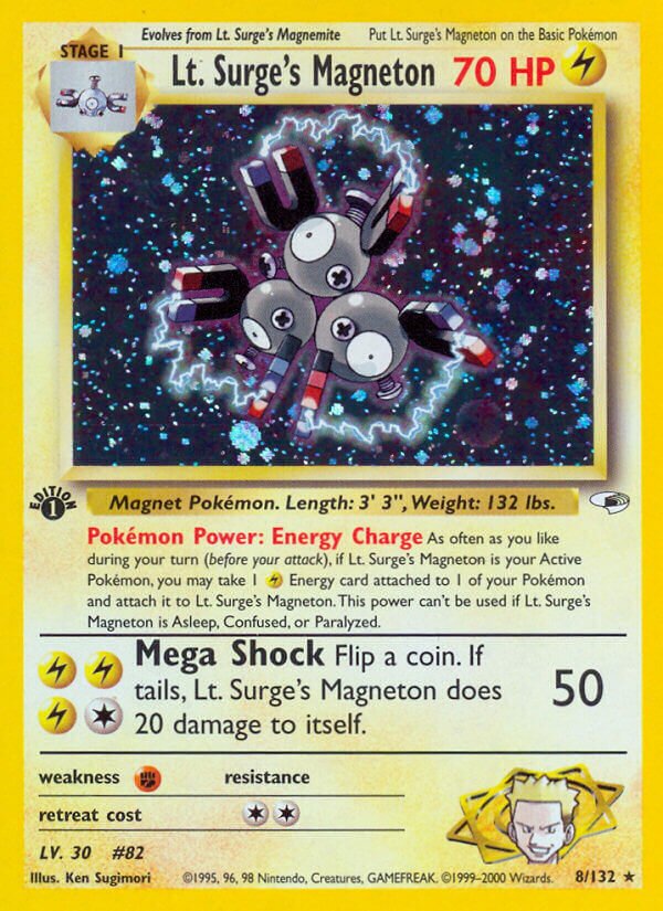 Lt. Surge's Magneton - 008/132 - Holo Rare - NM - Unlimited Holofoil