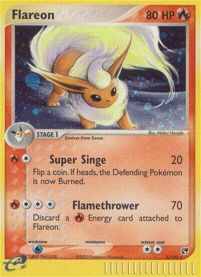 Flareon - 5/100 - Holo Rare - NM - Holofoil