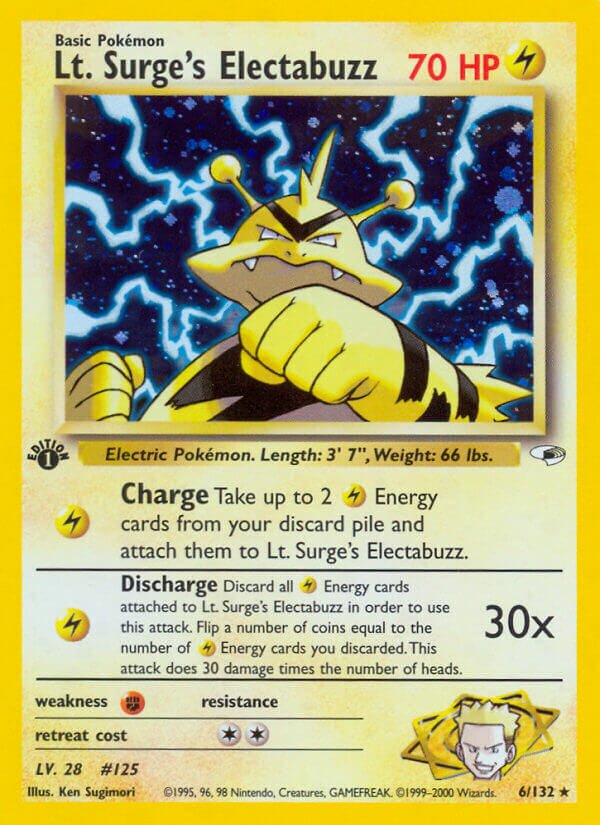 Lt. Surge's Electabuzz - 006/132 - Holo Rare - NM - Unlimited Holofoil