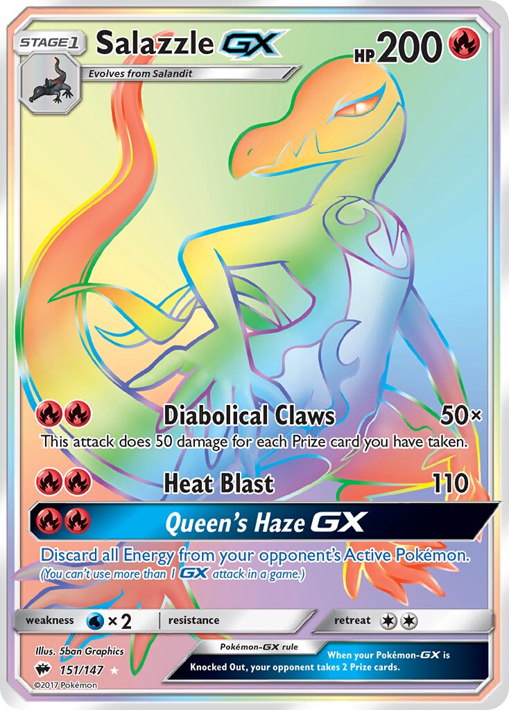 Salazzle-GX - 151/147 - Rare Rainbow - NM - Holofoil