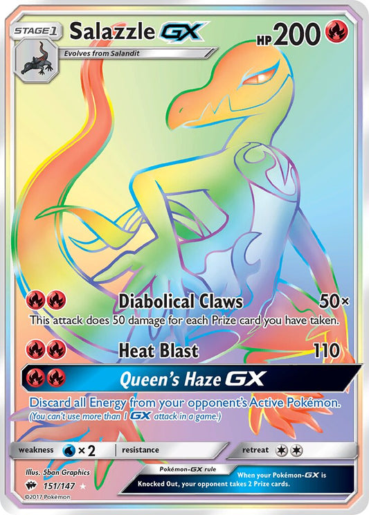 Salazzle-GX - 151/147 - Rare Rainbow - NM - Holofoil